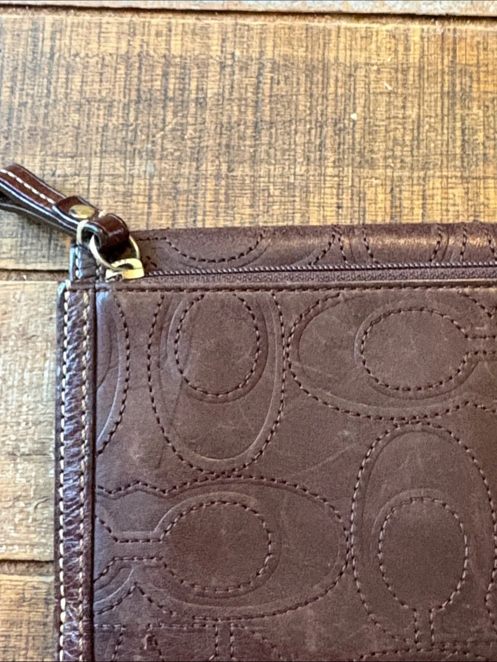 Coach Brown Signature Leather Wallet Clutch